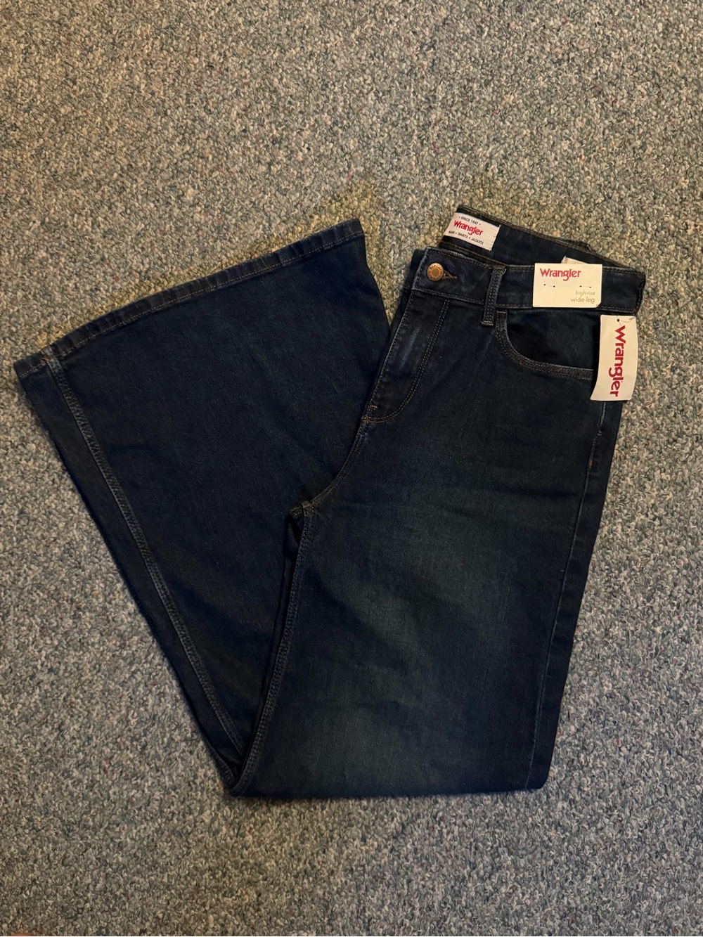 Wrangler Women’s Dark Blue High-Rise Wide Leg Jeans - Picture 1 of 3